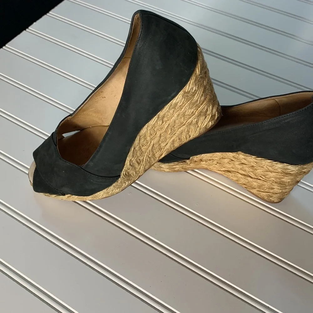 Kors Michael Kors black espadrilles - peep toe wedge
